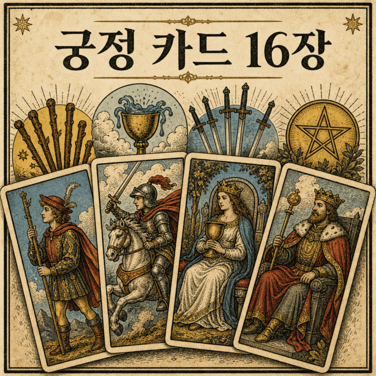궁정 카드 16장, 왜 인물 이름만 외우면 자꾸 섞일까?